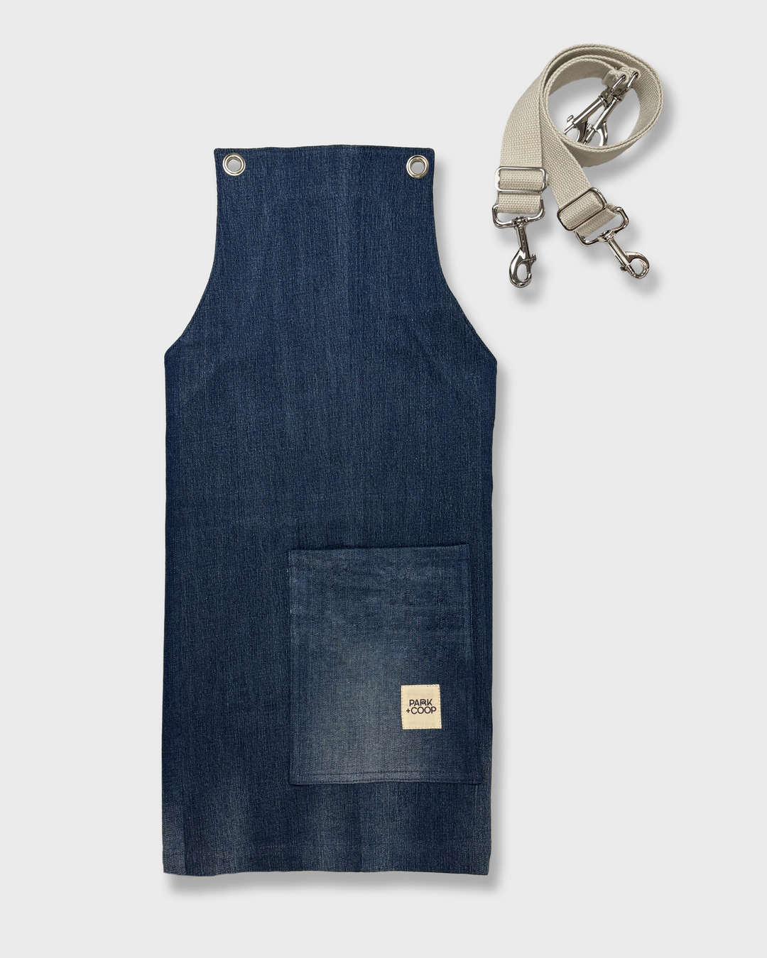 Upcycled Denim Crossback No-Tie Apron, 29" x 30"