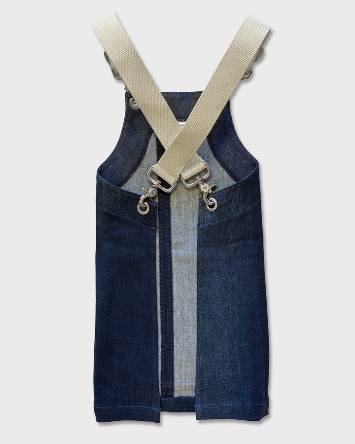 Upcycled Denim Crossback No-Tie Apron, 29" x 30"