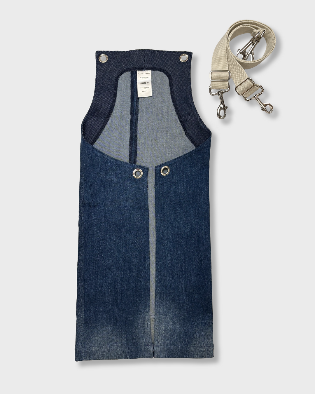 Upcycled Denim Crossback No-Tie Apron, 29" x 30"