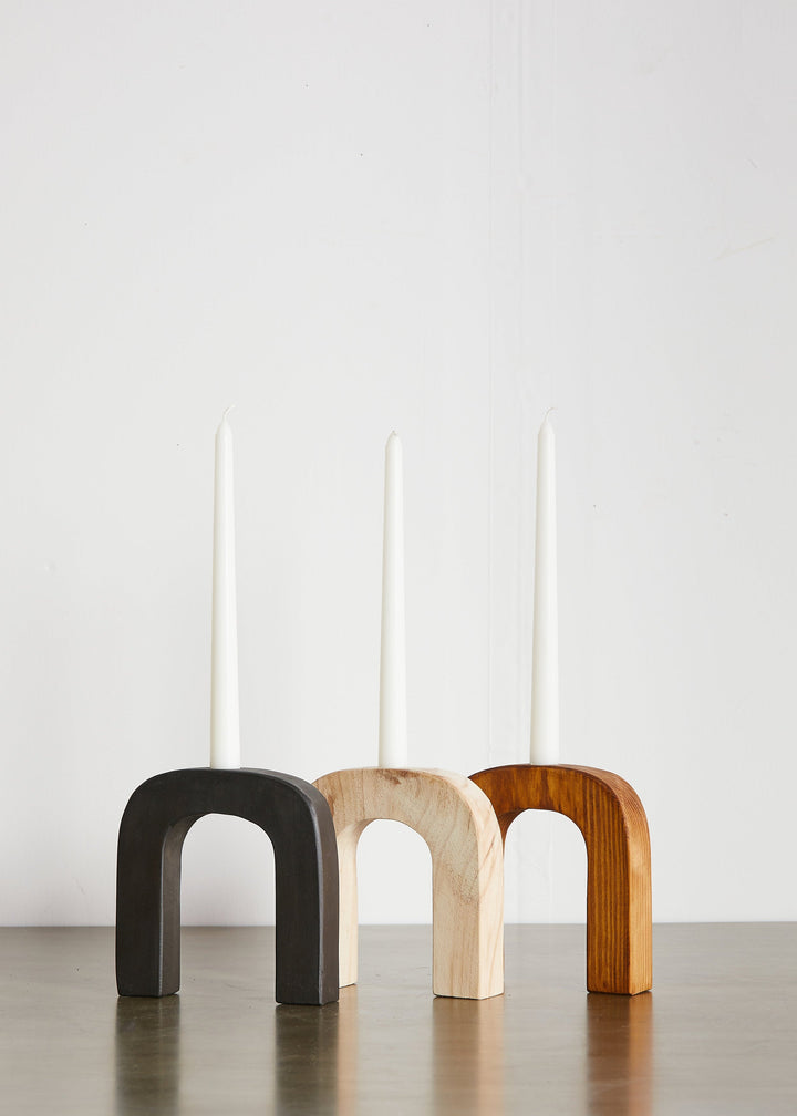 Handcrafted Pine Arch Taper Candle Holder Decor