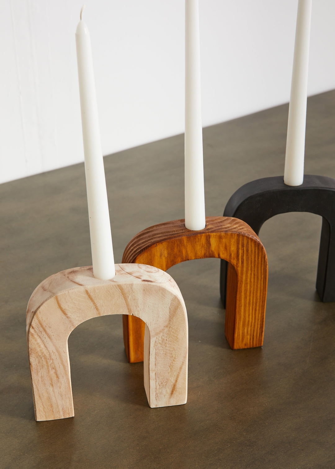 Handcrafted Pine Arch Taper Candle Holder Decor