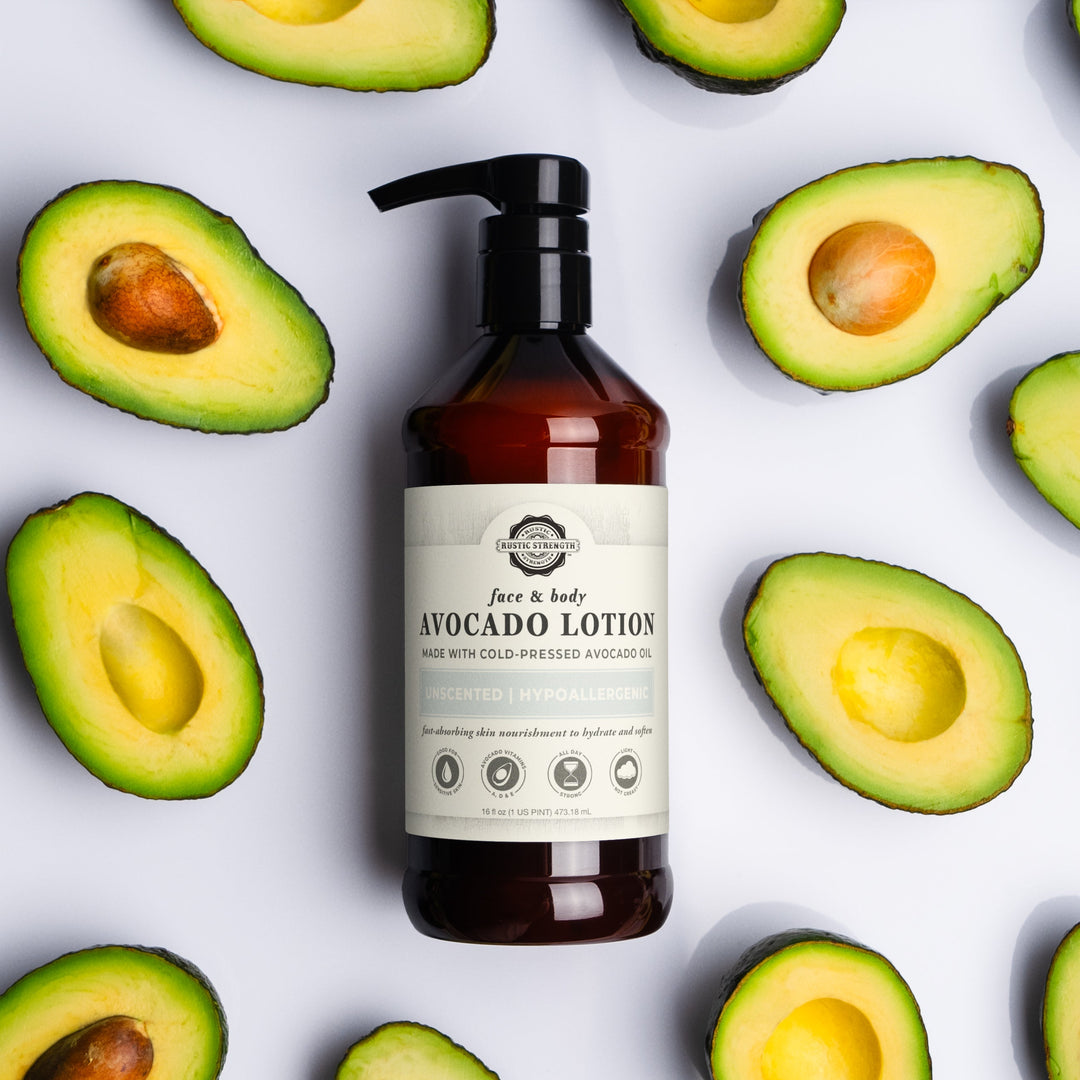 Vegan Avocado Oil Unscented Body Lotion, Cold-Pressed