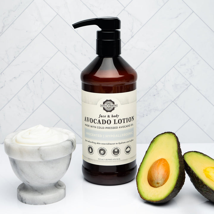 Vegan Avocado Oil Unscented Body Lotion, Cold-Pressed