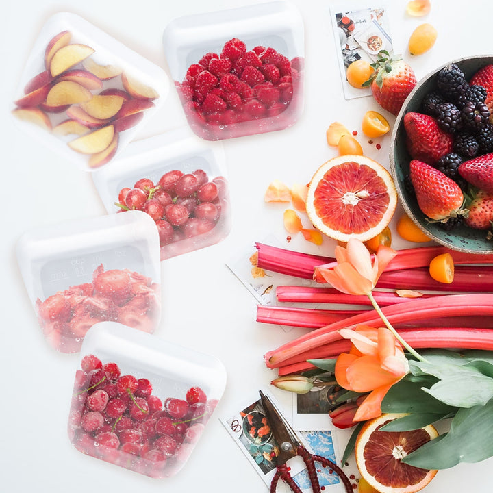 Leak-Proof Food-Grade Silicone Food Storage Bags, 5 Ct.
