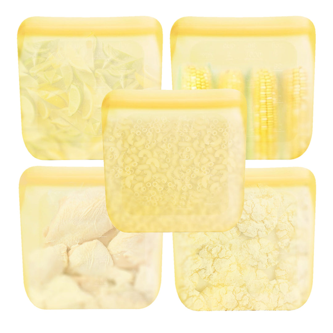 Leak-Proof Food-Grade Silicone Food Storage Bags, 5 Ct.