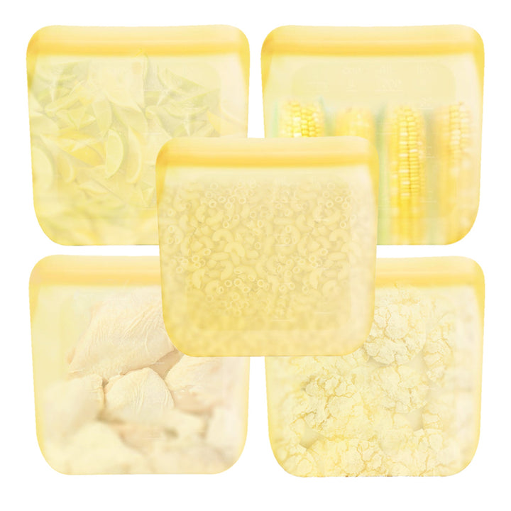 Leak-Proof Food-Grade Silicone Food Storage Bags, 5 Ct.