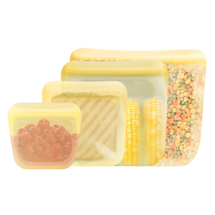 Leak-Proof Food-Grade Silicone Food Storage Bags, 5 Ct.