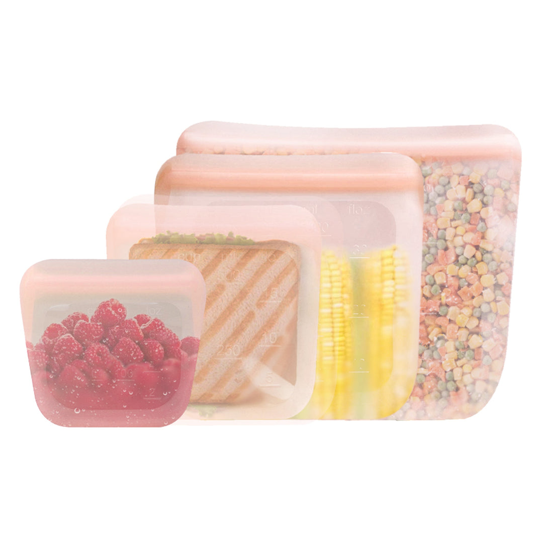 Leak-Proof Food-Grade Silicone Food Storage Bags, 5 Ct.