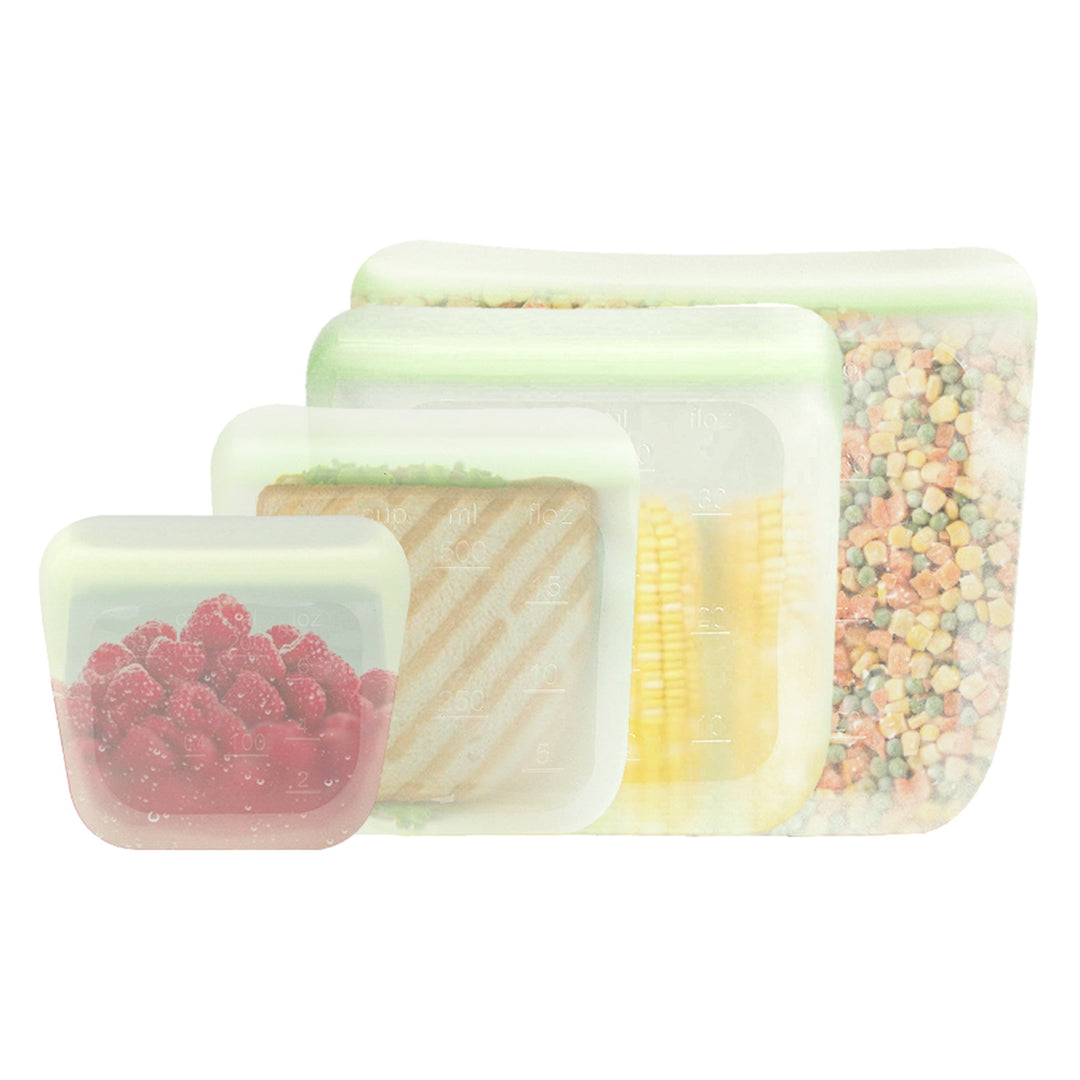 Leak-Proof Food-Grade Silicone Food Storage Bags, 5 Ct.