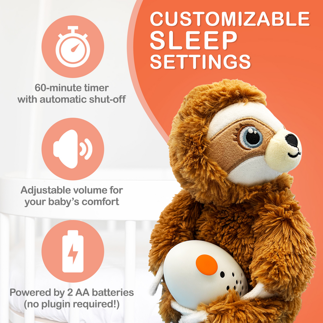 Smart Cry-Detection Sloth Plush Sound Machine Toy