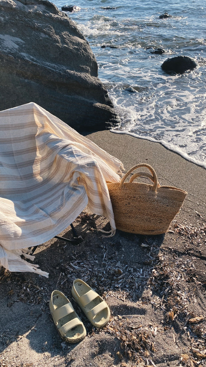 Biodegradable Cotton Linen Oversized Towel, Beige