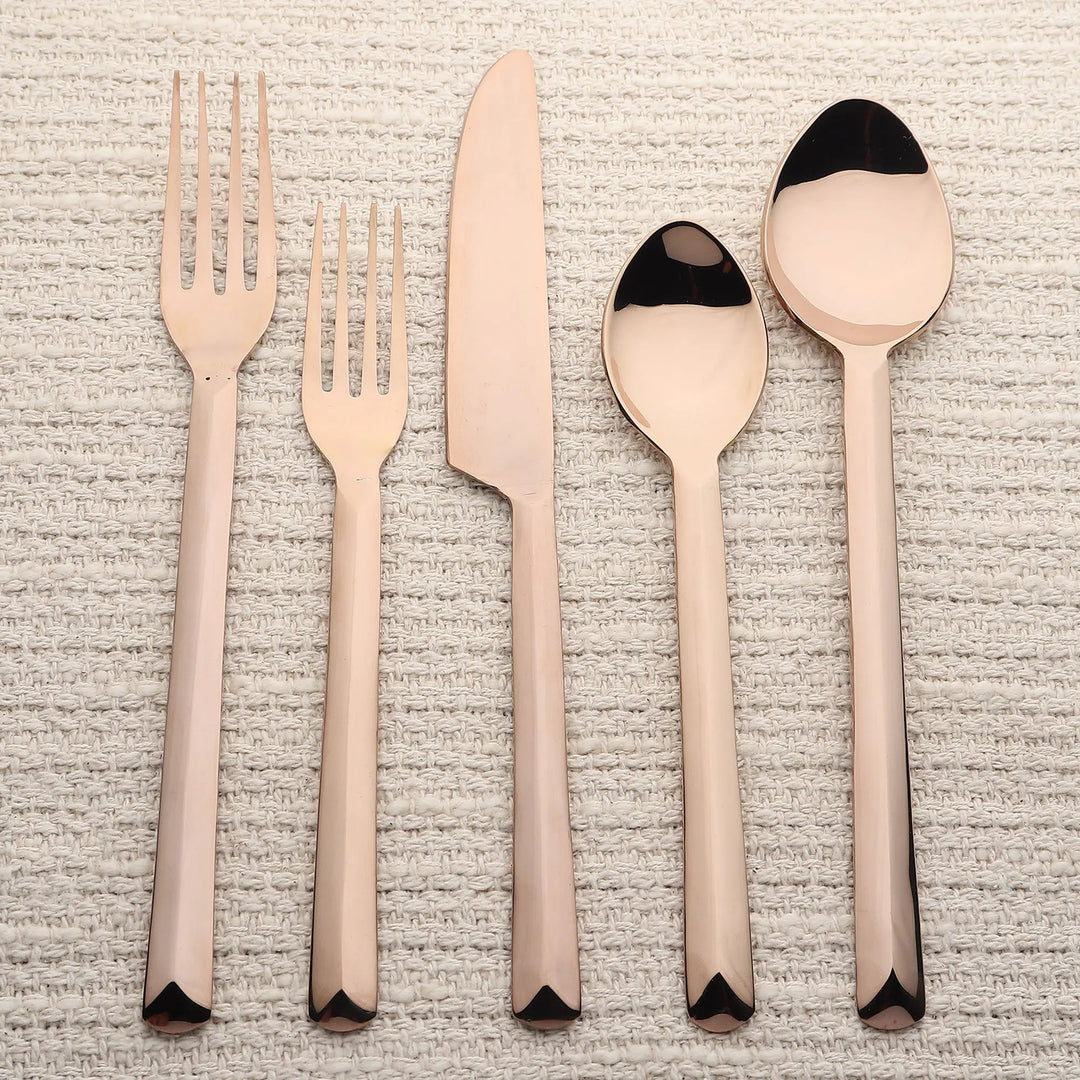 PVD Stainless Steel Flatware Set, Gold, 5 Ct.
