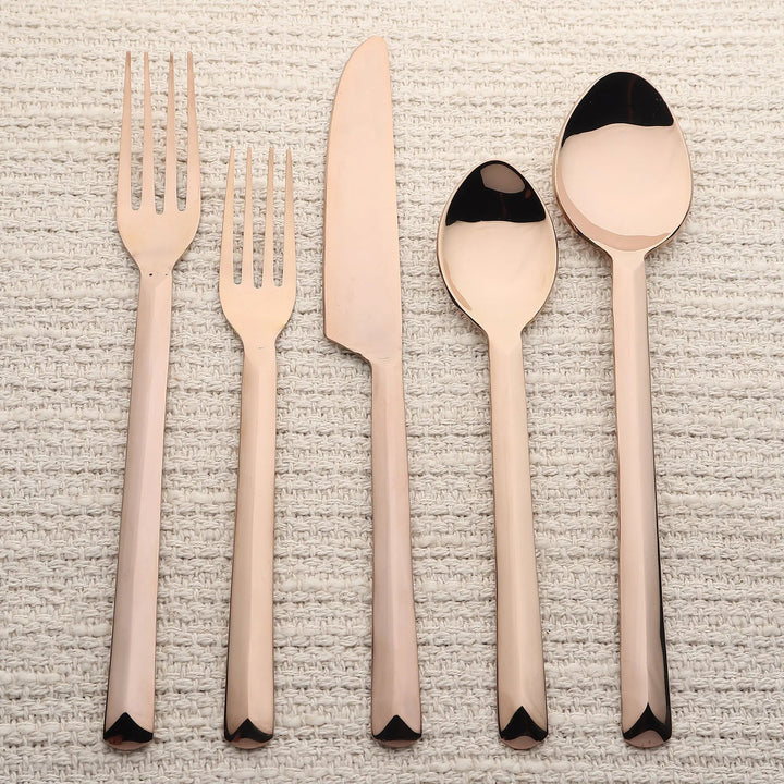 PVD Stainless Steel Flatware Set, Gold, 5 Ct.
