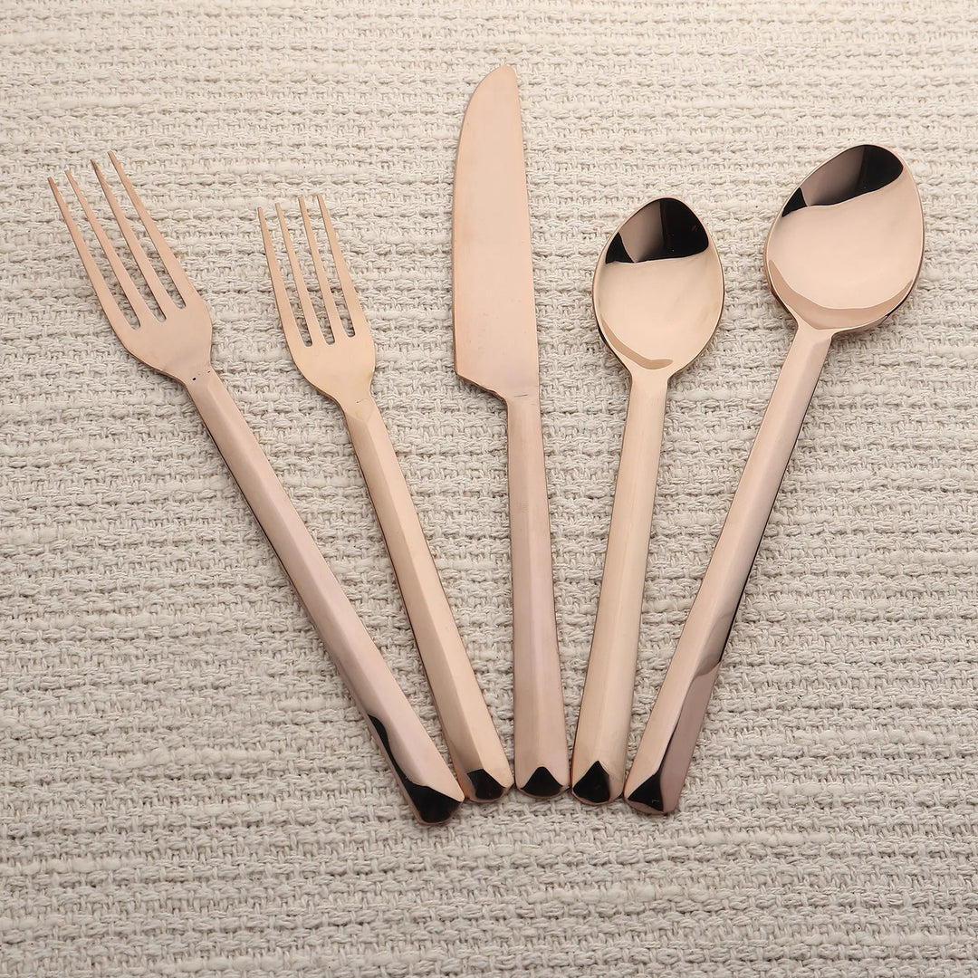 PVD Stainless Steel Flatware Set, Gold, 5 Ct.