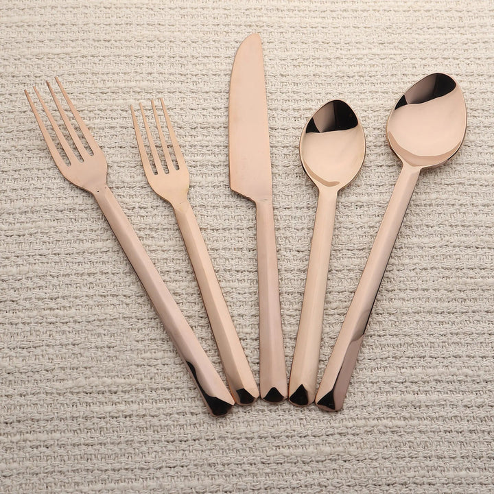 PVD Stainless Steel Flatware Set, Gold, 5 Ct.