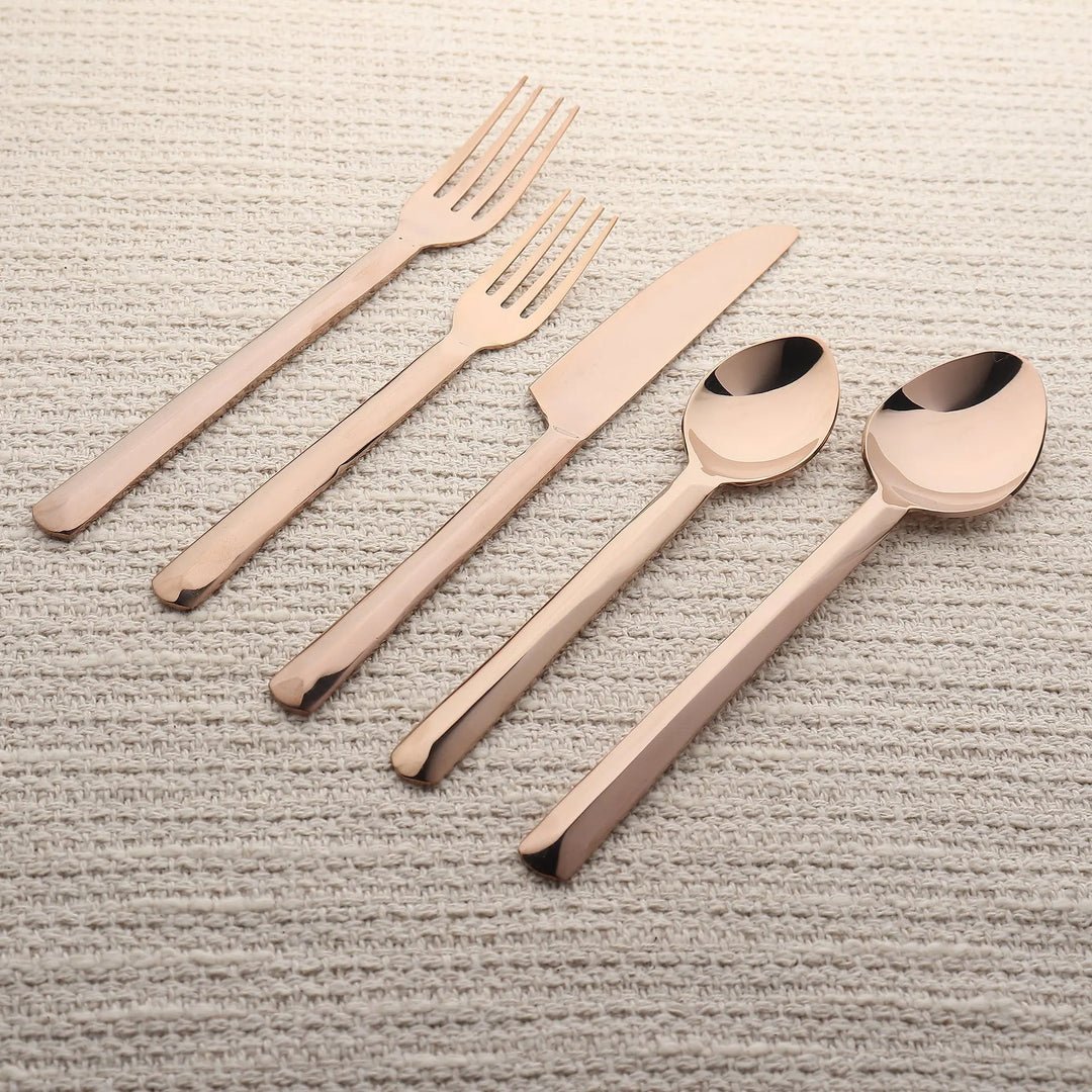 PVD Stainless Steel Flatware Set, Gold, 5 Ct.