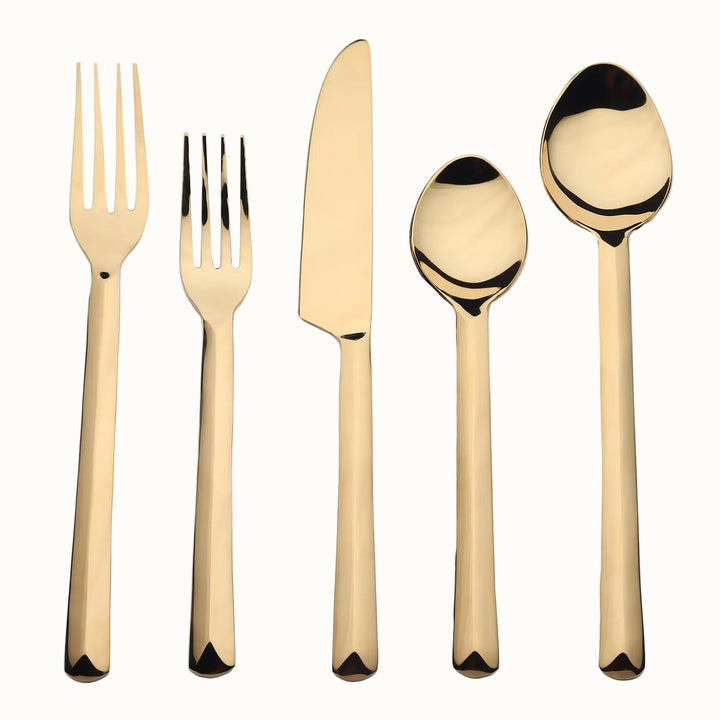 PVD Stainless Steel Flatware Set, Gold, 5 Ct.