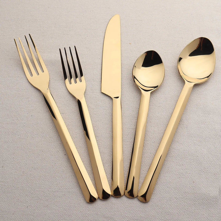 PVD Stainless Steel Flatware Set, Gold, 5 Ct.