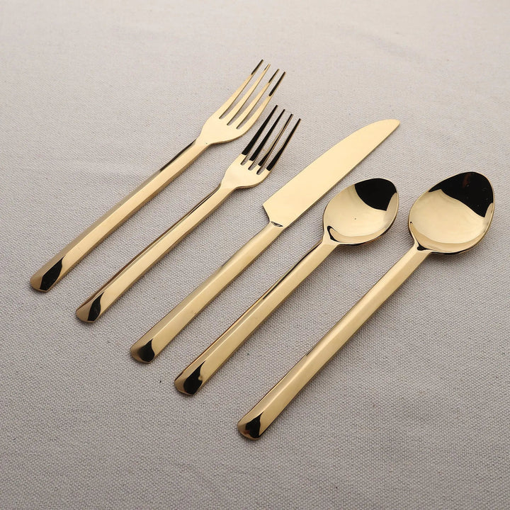 PVD Stainless Steel Flatware Set, Gold, 5 Ct.
