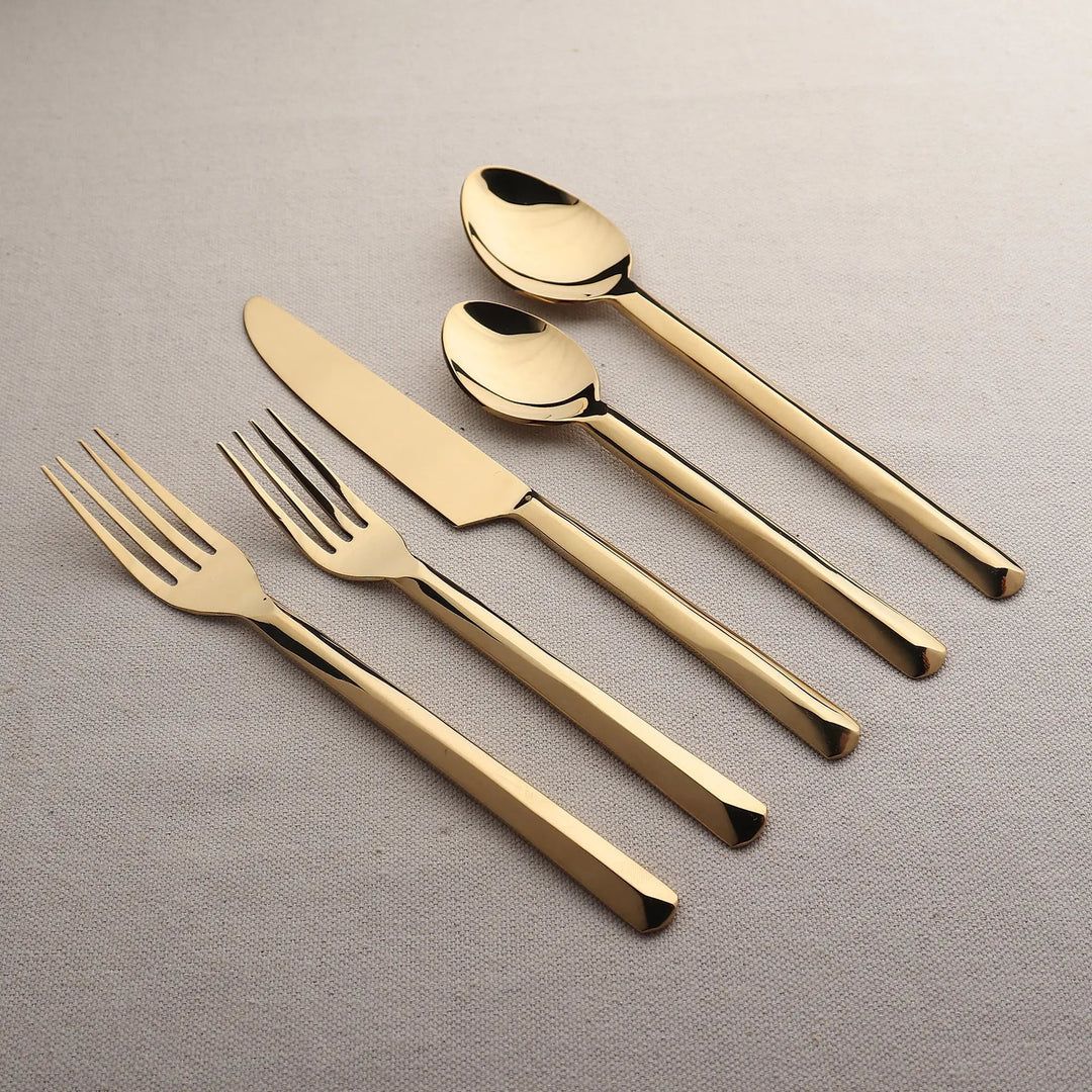 PVD Stainless Steel Flatware Set, Gold, 5 Ct.