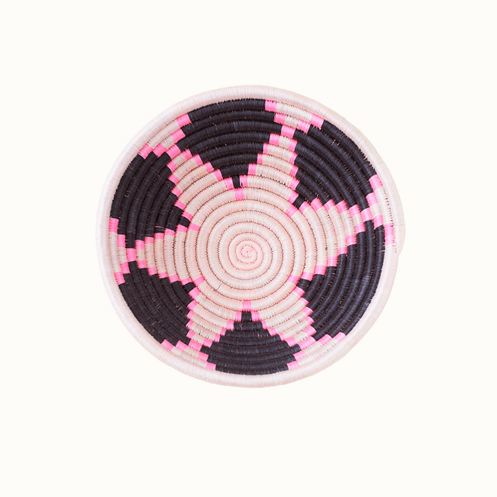 Handwoven Sisal &amp; Sweetgrass Mini Basket, Pink, 8"