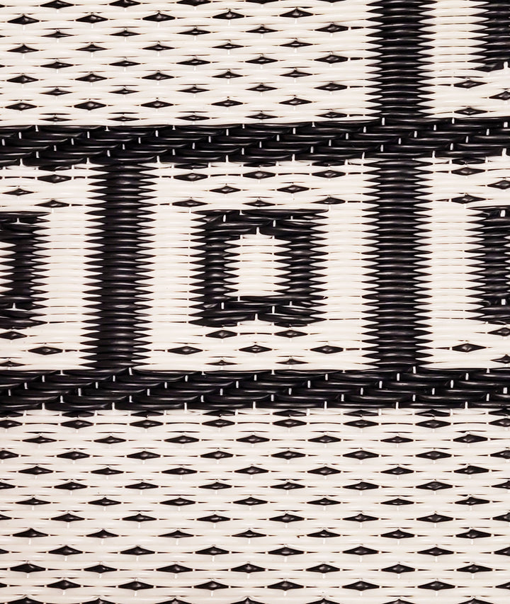 Recycled Polypropylene Reversible Border Rug, Black &amp; White