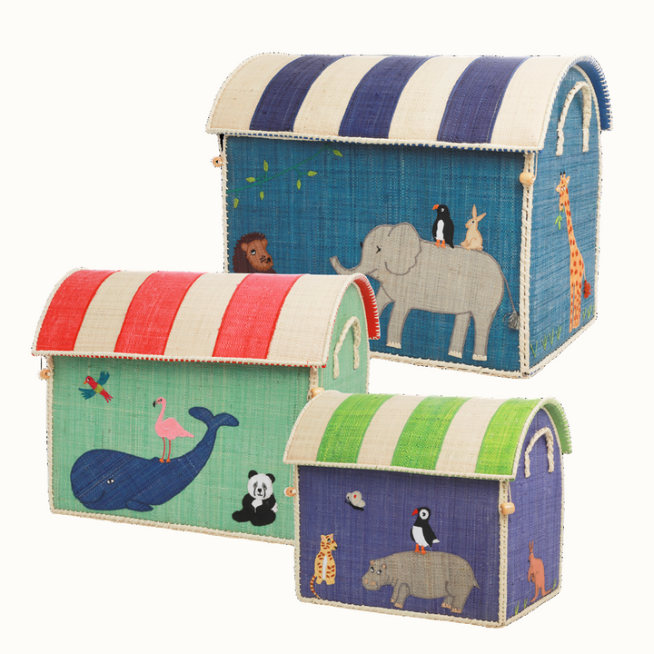 Handcrafted Raffia Animal Storage Baskets, 3 Ct.