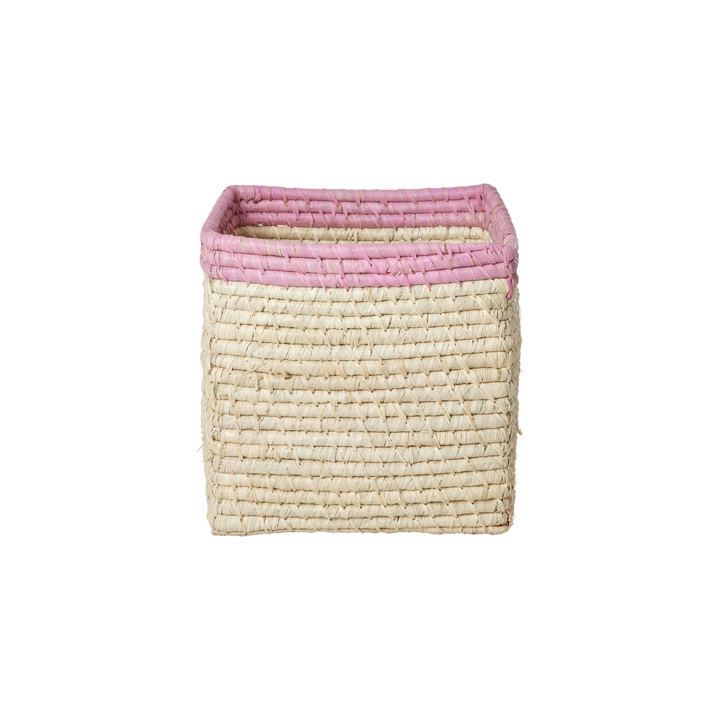 Pink Top Square Raffia Basket