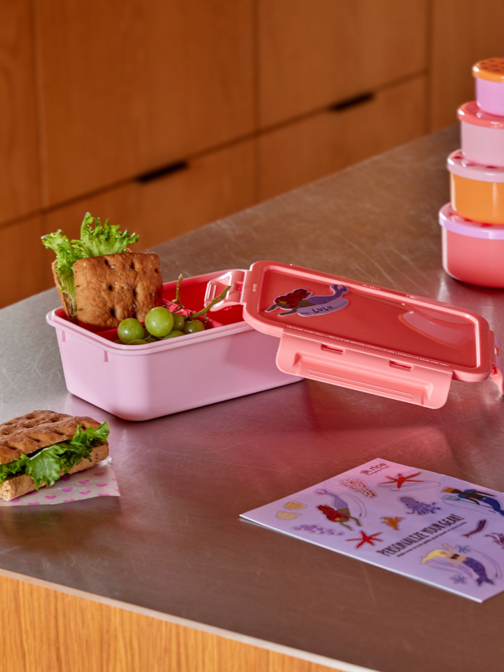 BPA-Free Bento Food Storage Box, 8" x 5", Pink