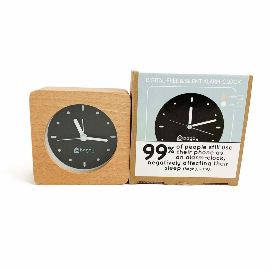 Plastic-Free Solid Wood Silent Analog Alarm Clock