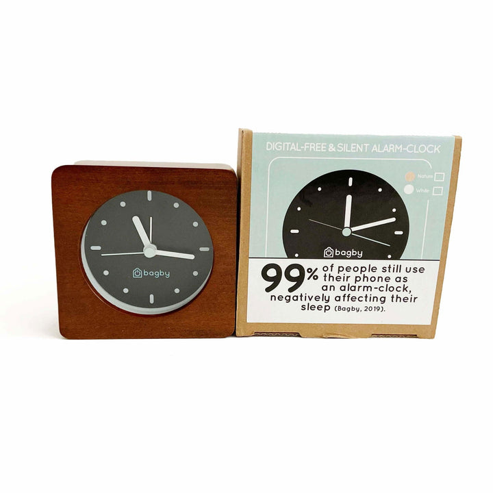 Plastic-Free Solid Wood Silent Analog Alarm Clock