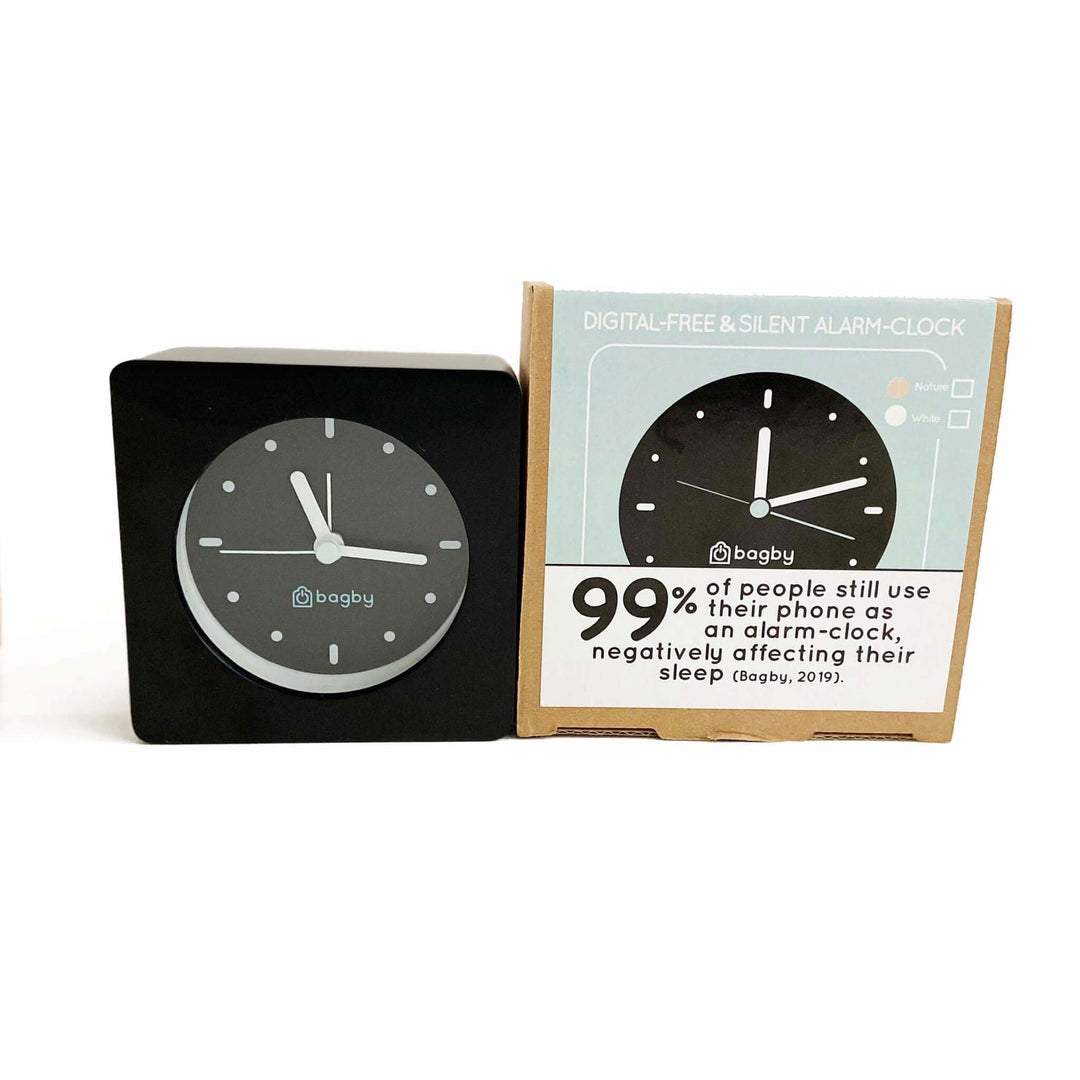 Plastic-Free Solid Wood Silent Analog Alarm Clock