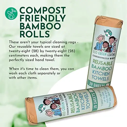 Biodegradable Heavy-Duty Bamboo Towels, 11" x 11"