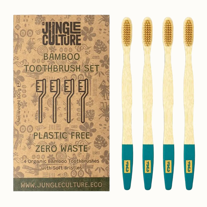 Biodegradable Organic Bamboo Toothbrush Set, 4 Ct.