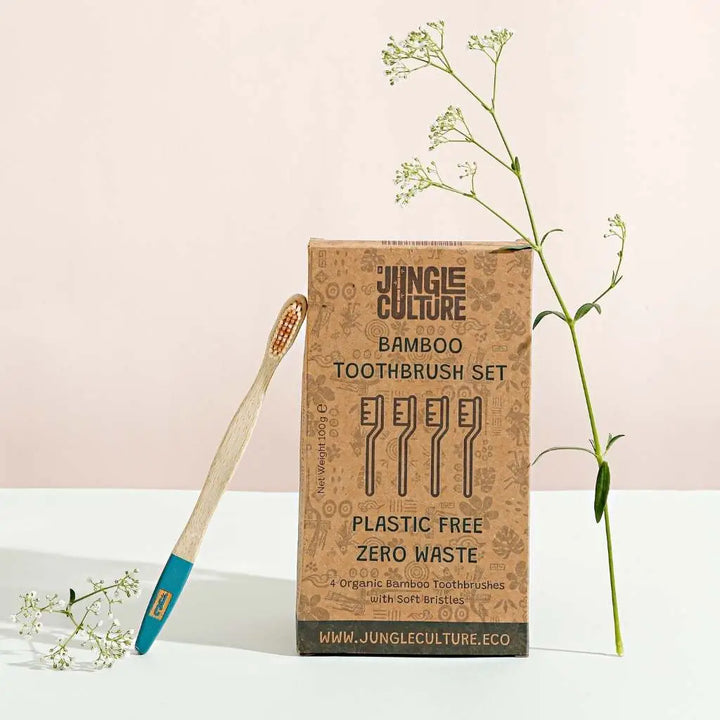 Biodegradable Organic Bamboo Toothbrush Set, 4 Ct.