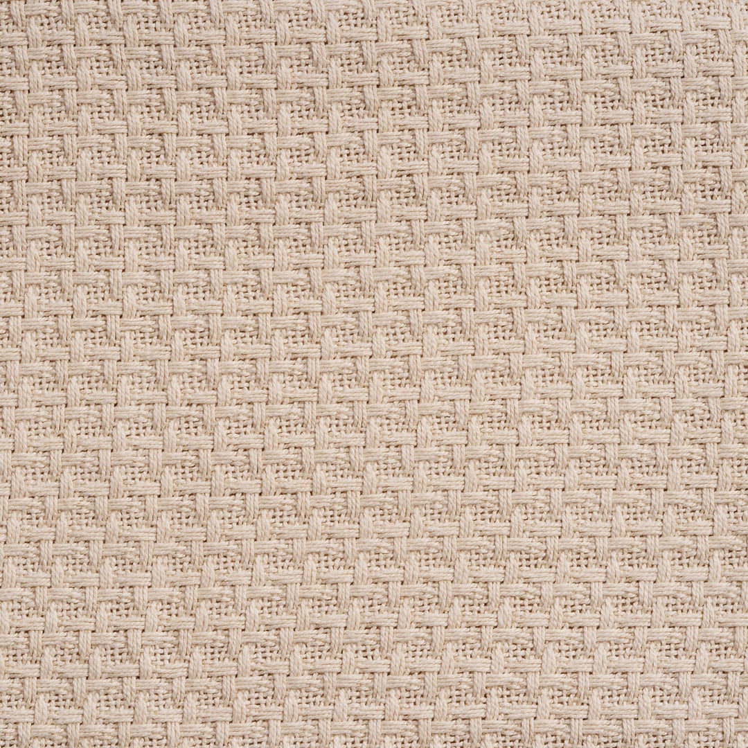 Organic Cotton Basket Weave Throw Blanket, Ivory