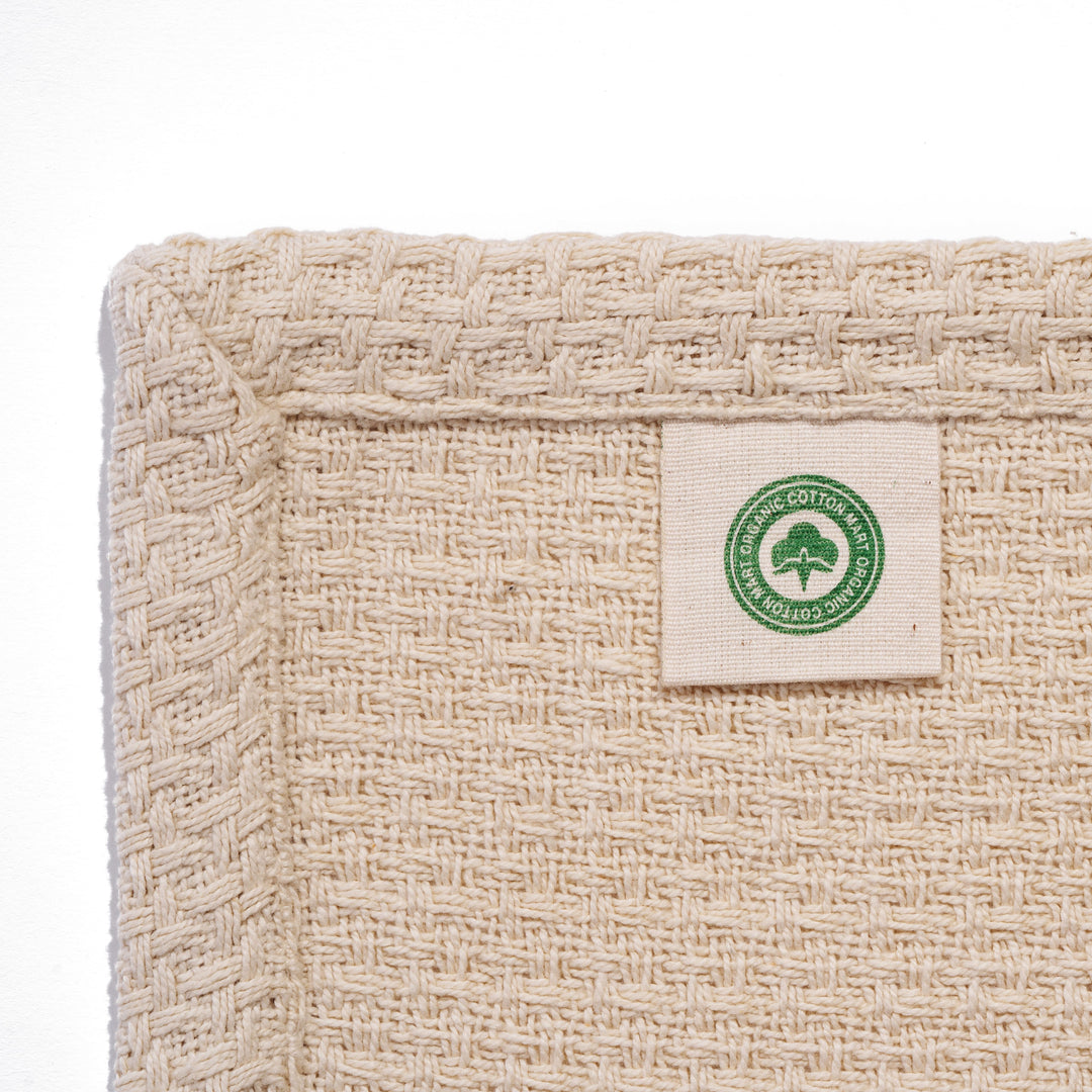 Organic Cotton Basket Weave Throw Blanket, Ivory