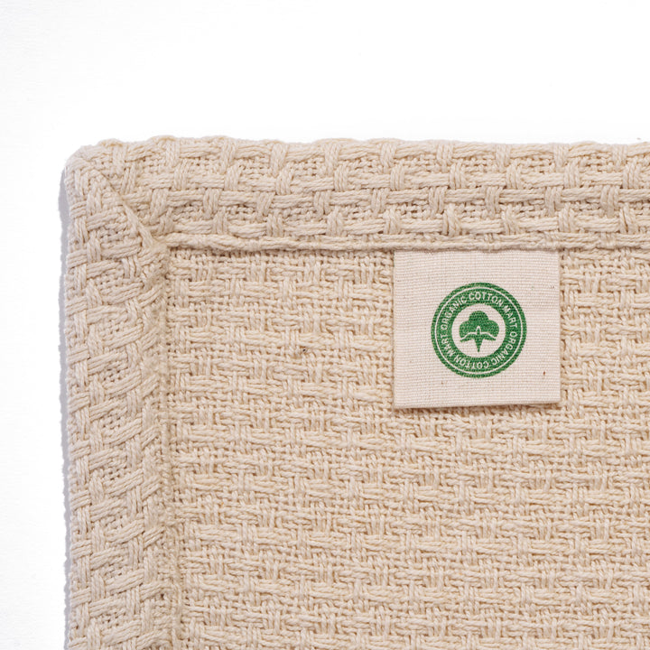 Organic Cotton Basket Weave Throw Blanket, Ivory