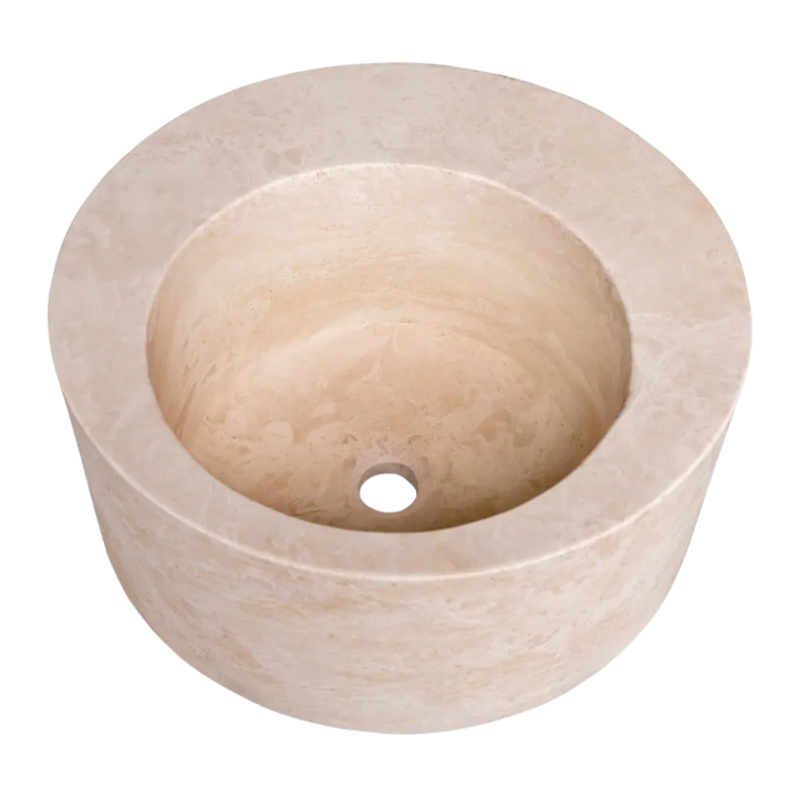 Beige Travertine Round Vessel Sink