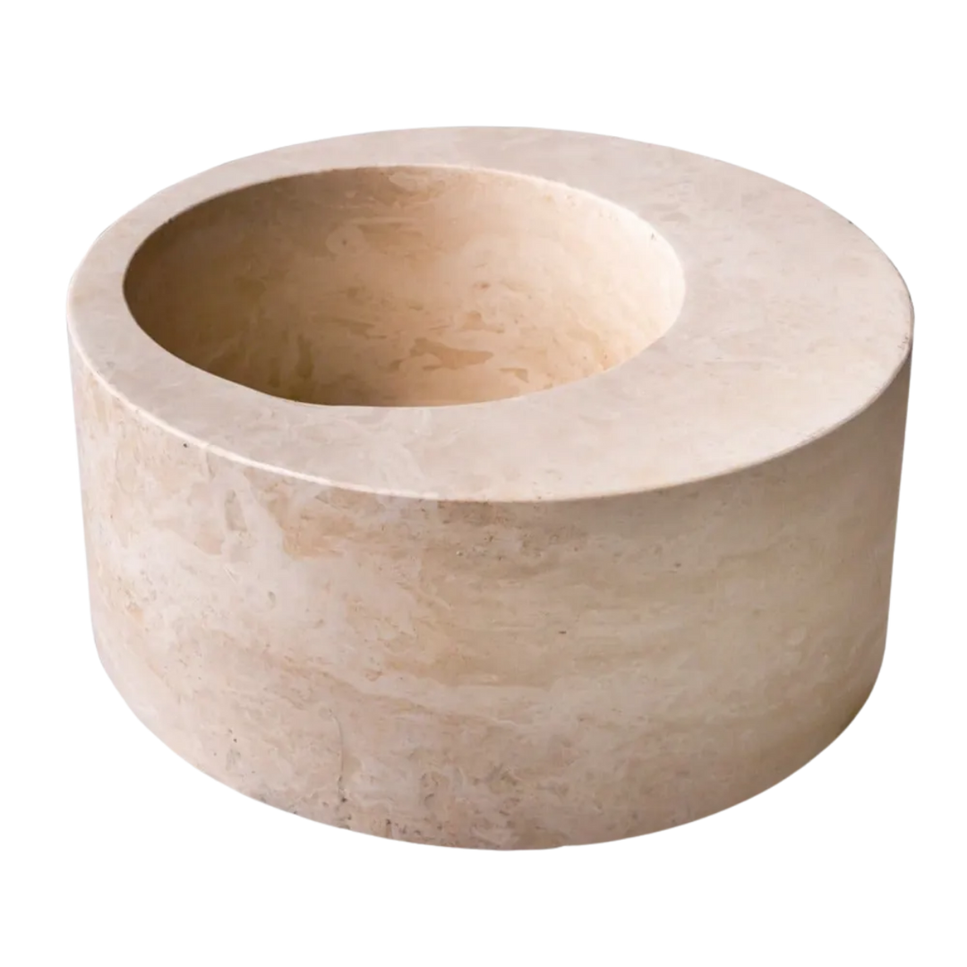 Beige Travertine Round Vessel Sink