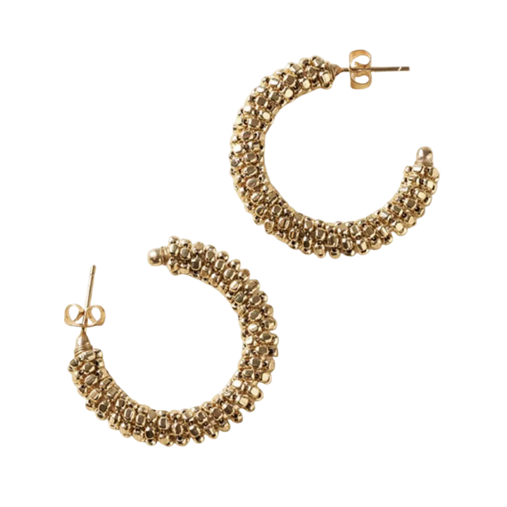 Bhavani Gold Beaded Hoop Earrings