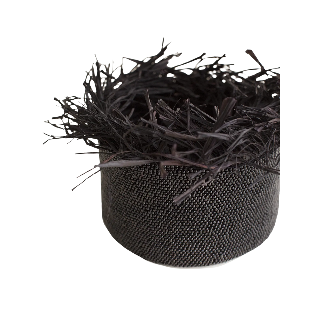 Black Beaded Fringe Basket