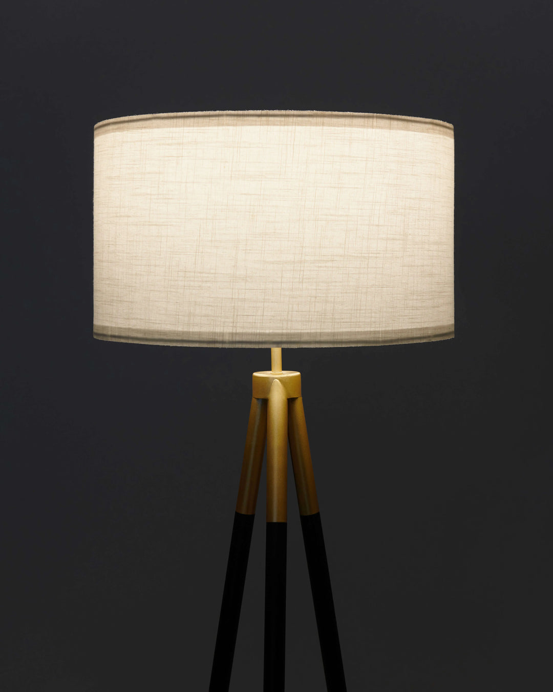 Gold Linen Drum Floor Lamp