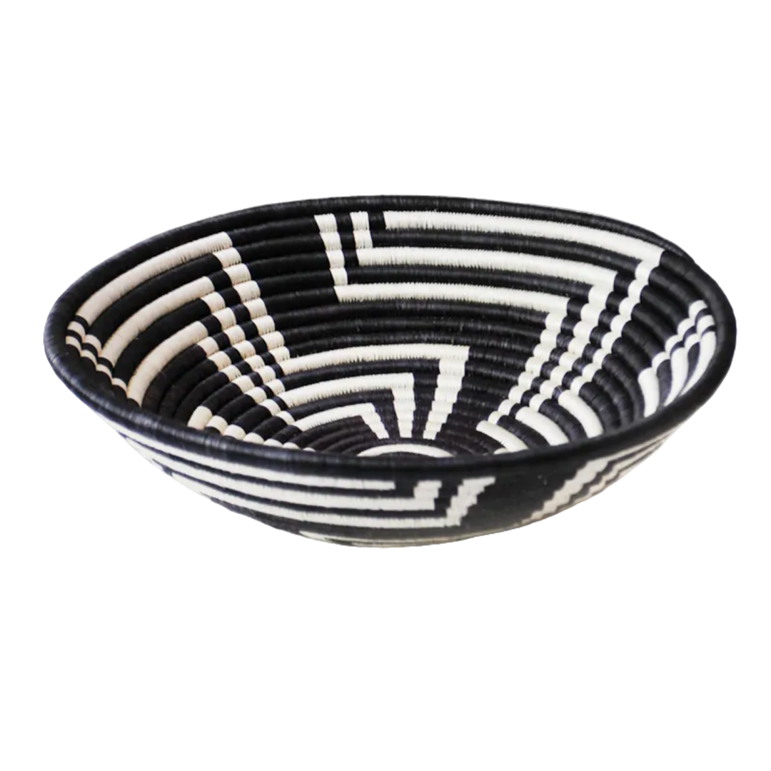 Black &amp; White Sisal Wall Basket