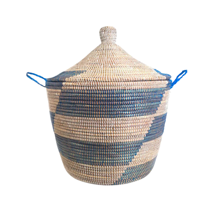 Blue Stripe Millet Grass Low Basket