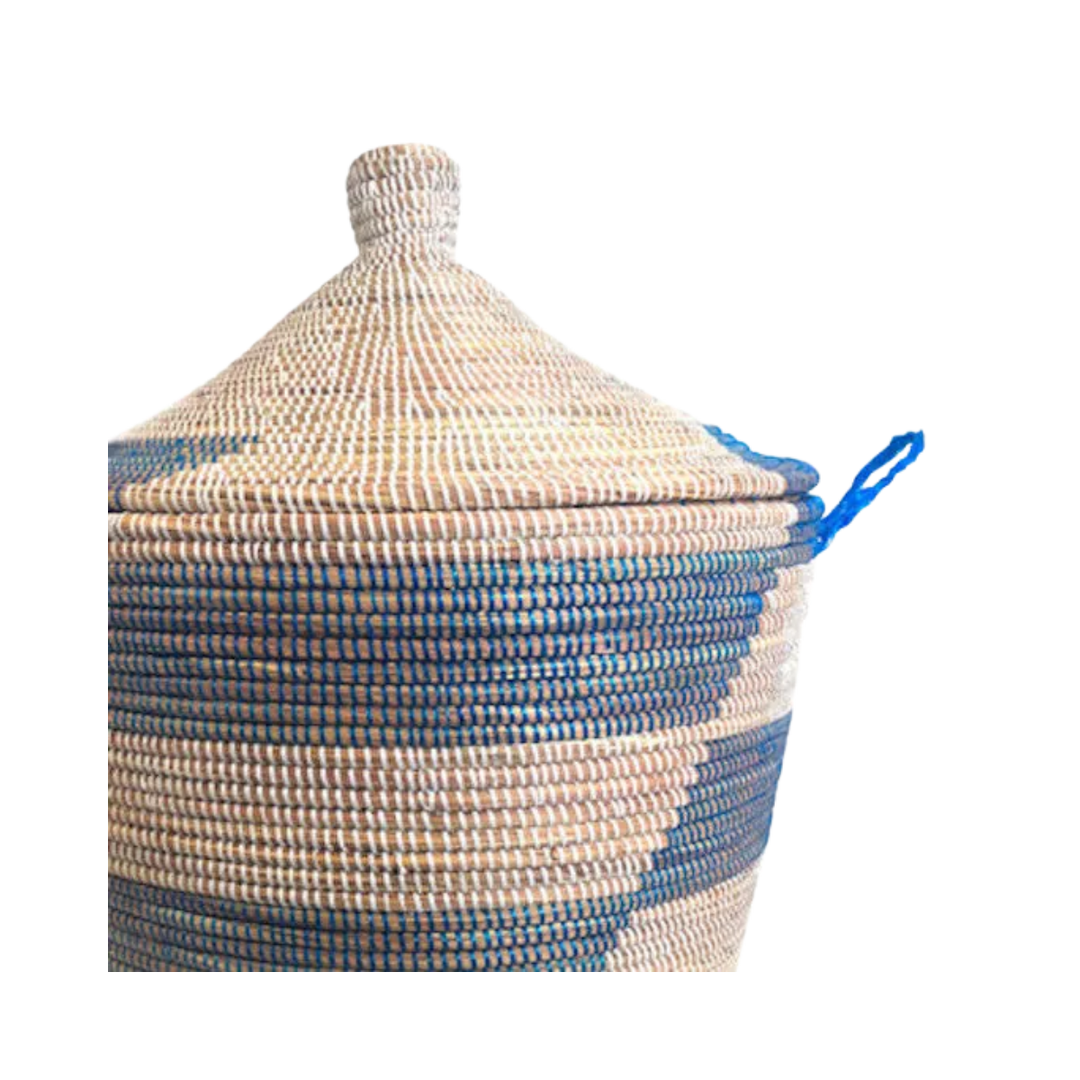Blue Stripe Millet Grass Low Basket