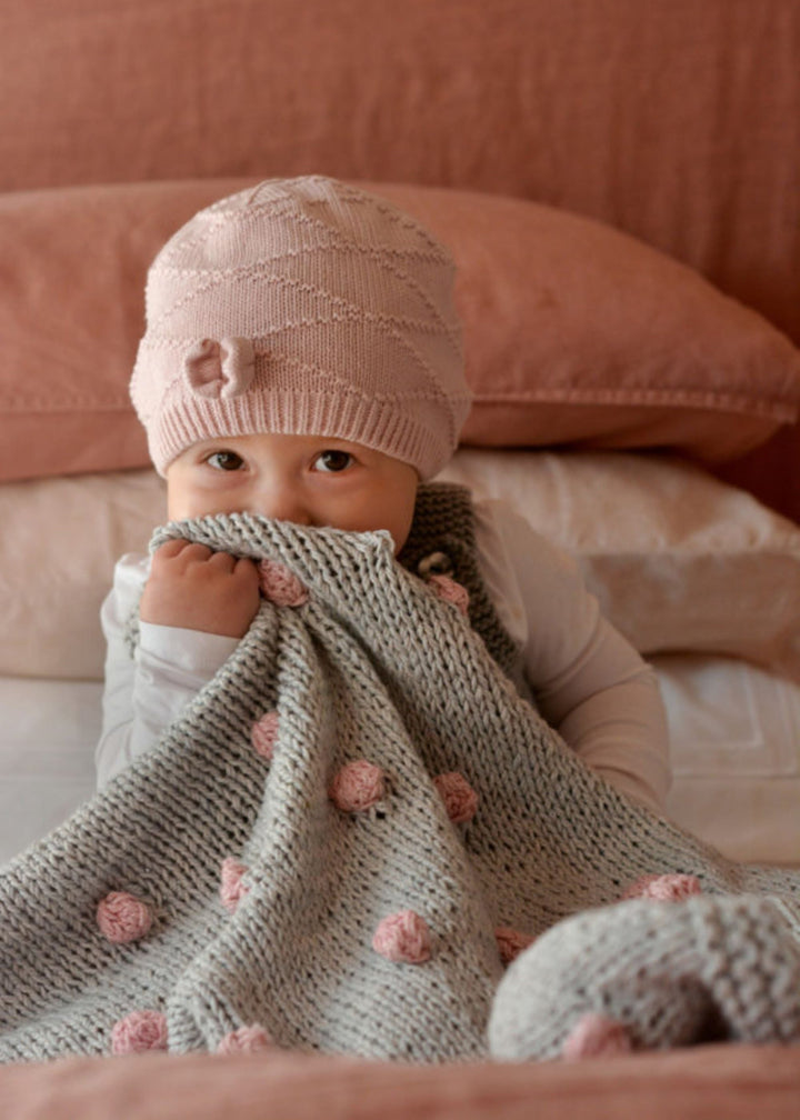 Handcrafted Bobble Chunky Knit Baby Throw Blanket