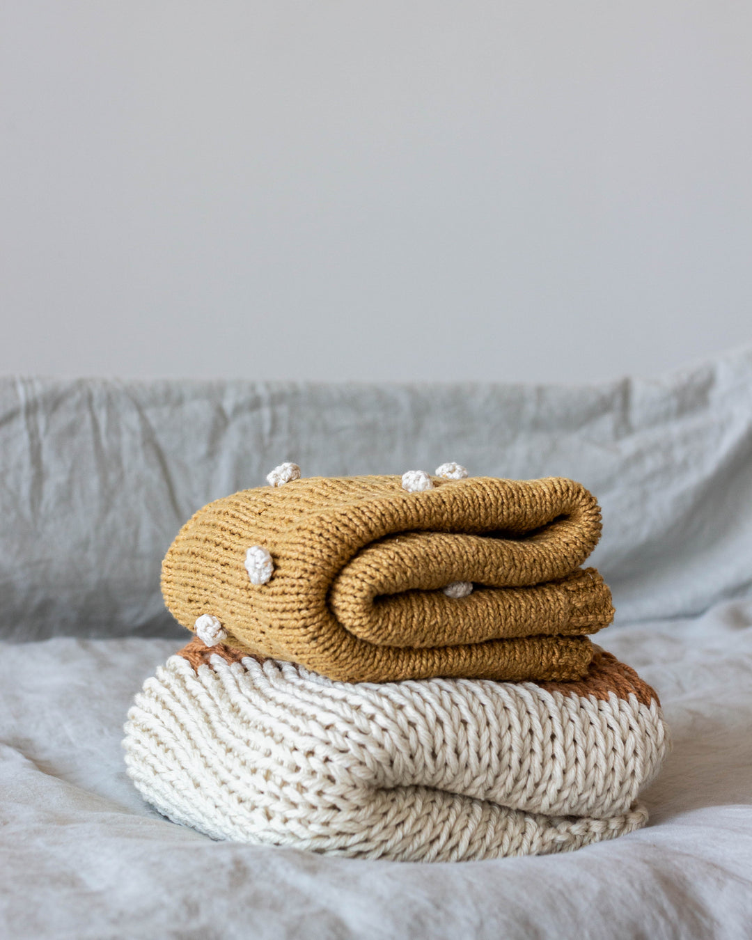 Handcrafted Bobble Chunky Knit Baby Throw Blanket