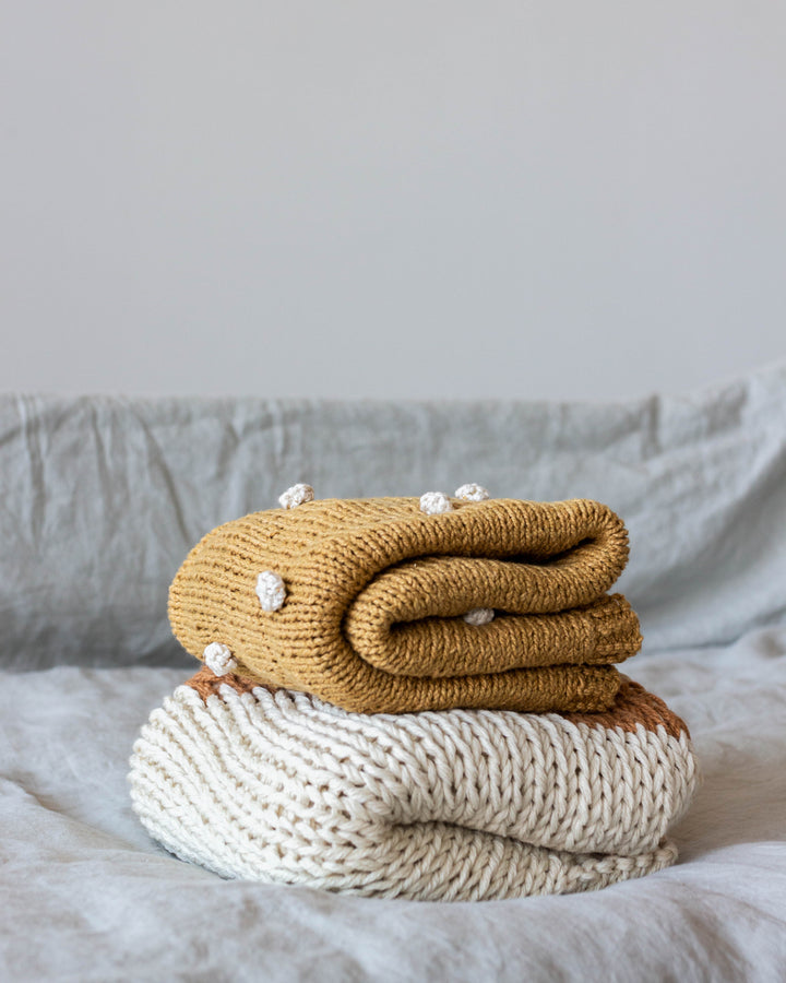 Handcrafted Bobble Chunky Knit Baby Throw Blanket