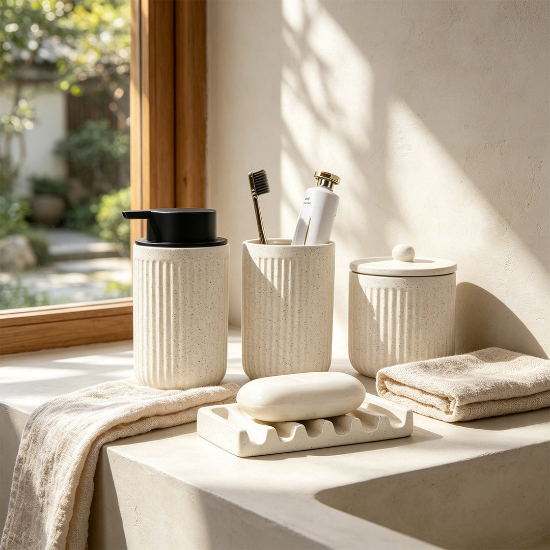 Pockmark Recycled Ceramic Foam Bathroom Decor, 4 Ct.